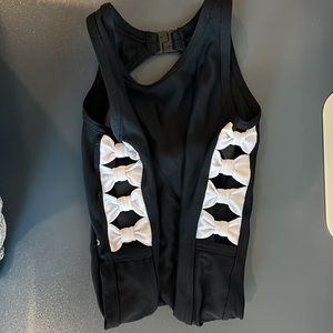 HoneyCut Bow Leo, black with white bows on side, Adult XS